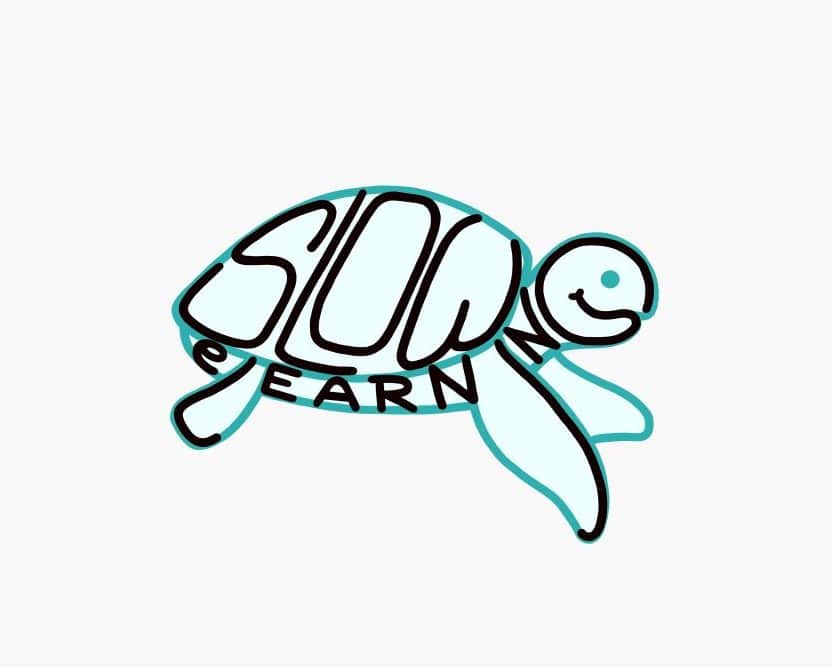 Meeresschildkröte mit Slow eLearning Schriftzug